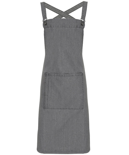 Premier Cross back 'barista' bib apron Grey Denim