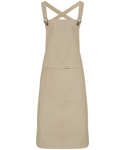 Premier Cross back 'barista' bib apron Khaki