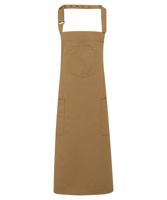 Premier Chino cotton bib apron Khaki