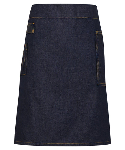 Premier Division waxed-look denim waist apron Indigo Denim