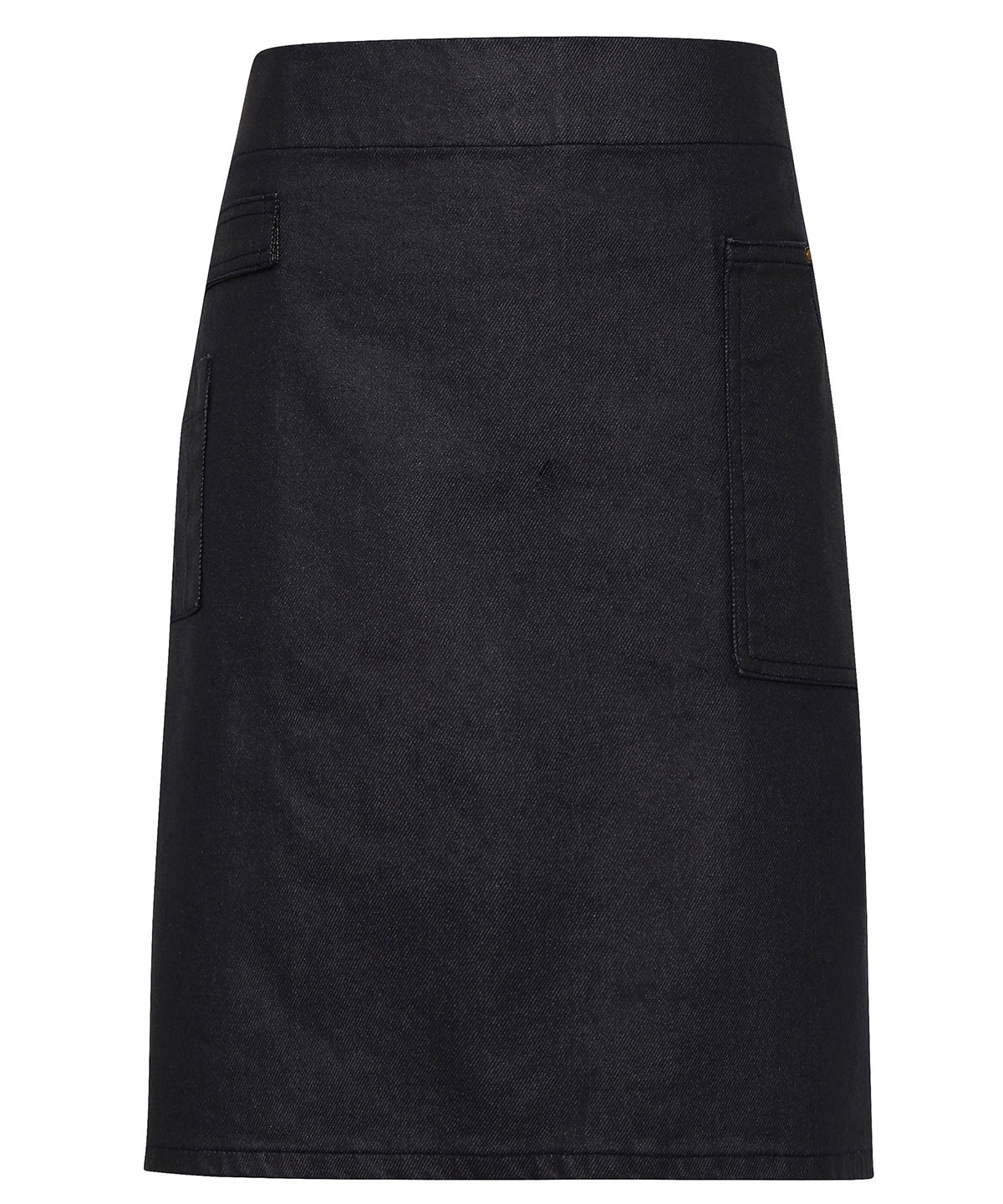 Premier Division waxed-look denim waist apron Indigo/Brown Denim