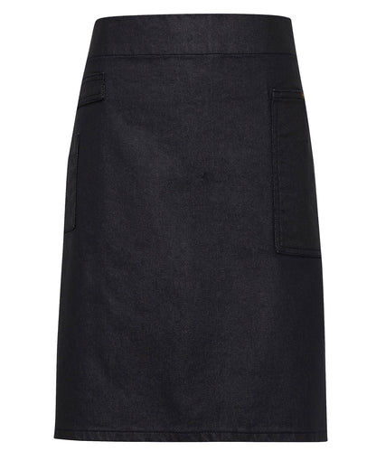 Premier Division waxed-look denim waist apron Indigo/Brown Denim