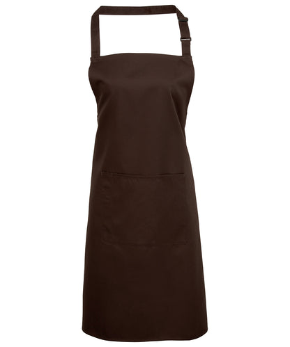 Premier Colours bib apron with pocket Brown