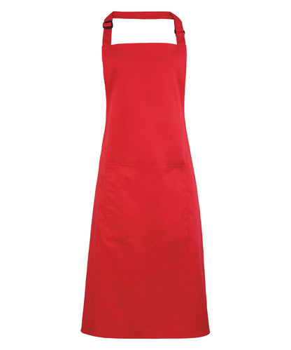 Premier Colours bib apron with pocket Strawberry Red