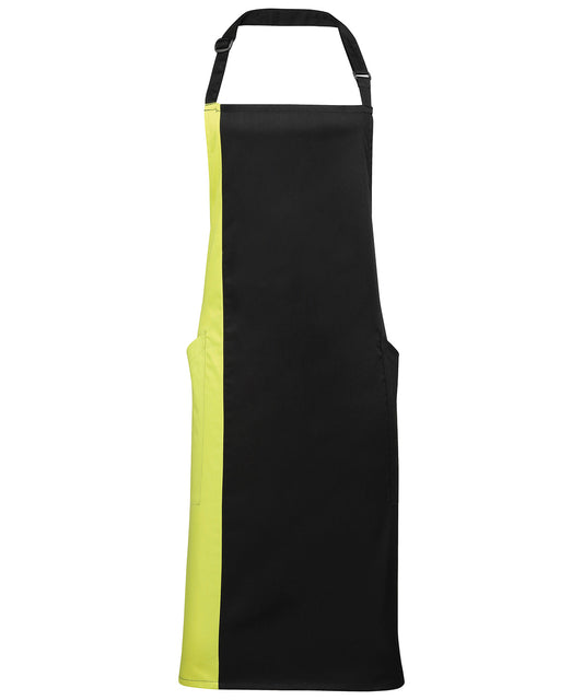 Premier Contrast bib apron Black/Lime