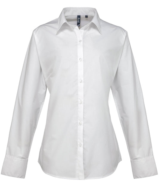 Premier Women's supreme poplin long sleeve shirt White