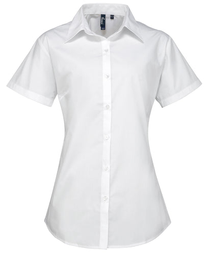 Premier Women's supreme poplin short sleeve shirt White