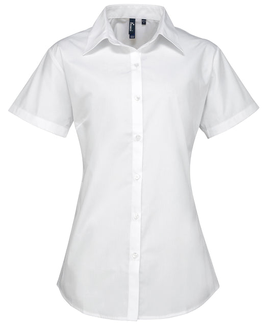 Premier Women's supreme poplin short sleeve shirt White