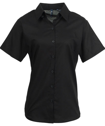 Premier Women's signature Oxford short sleeve shirt Black