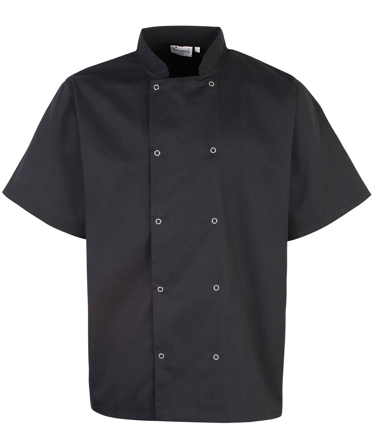 Premier Studded front short sleeve chef's jacket Black