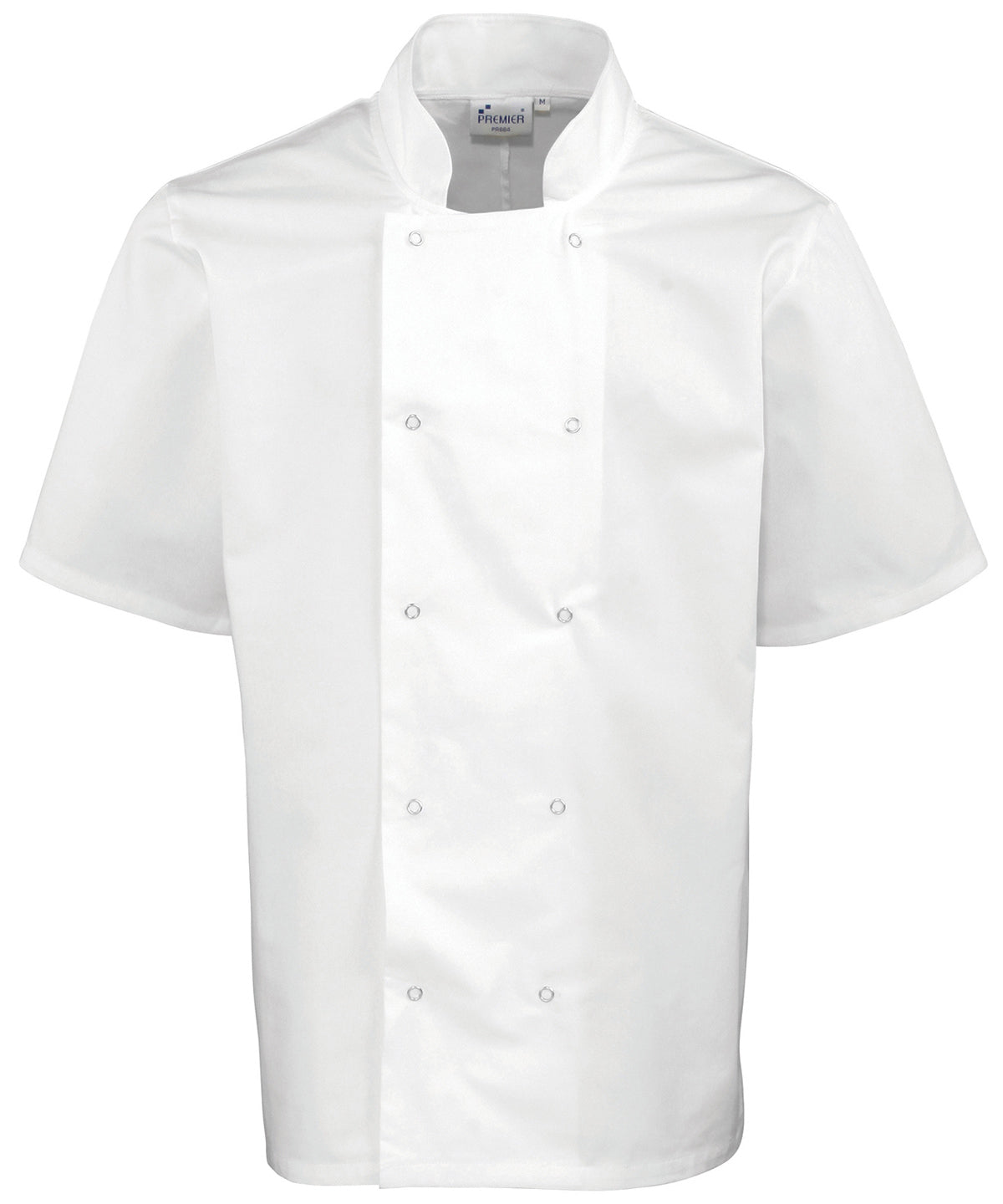 Premier Studded front short sleeve chef's jacket White