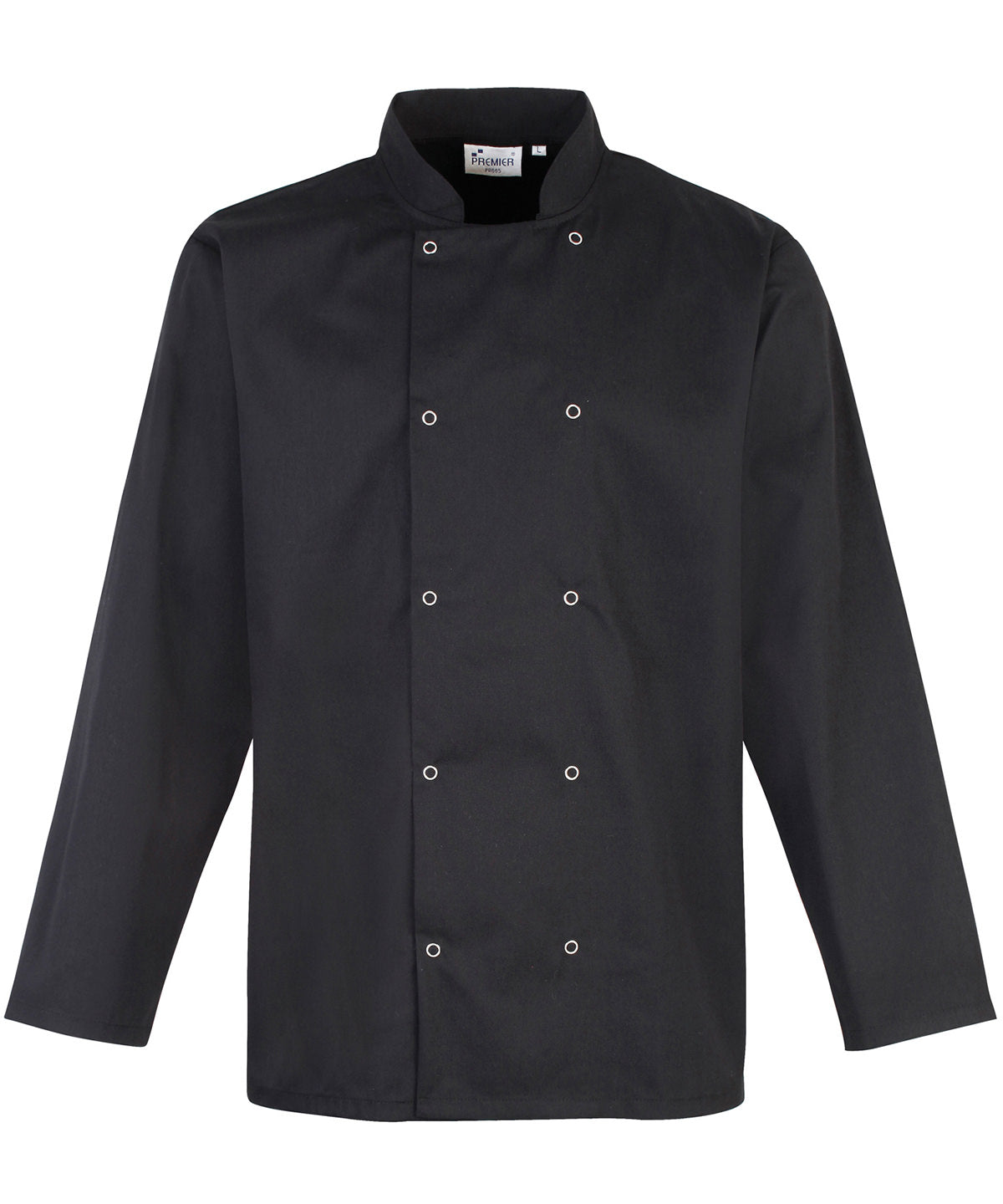 Premier Studded front long sleeve chef's jacket Black