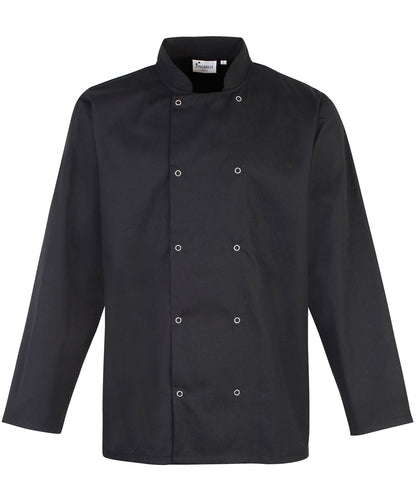 Premier Studded front long sleeve chef's jacket Black