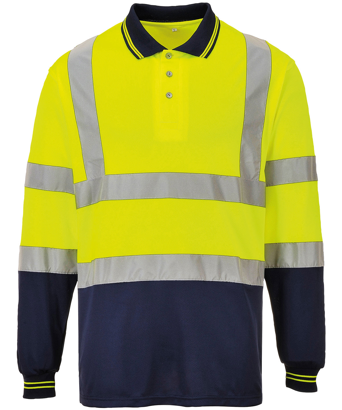 Portwest Two-tone long sleeve polo (S279) Yellow/Navy