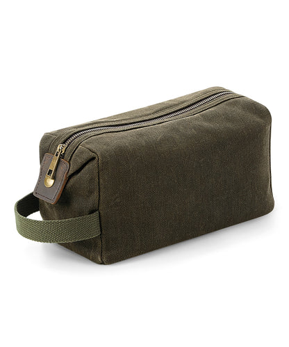 Quadra Heritage waxed canvas wash bag Olive Green