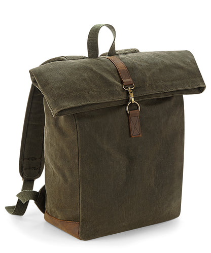 Quadra Heritage waxed canvas backpack Olive Green