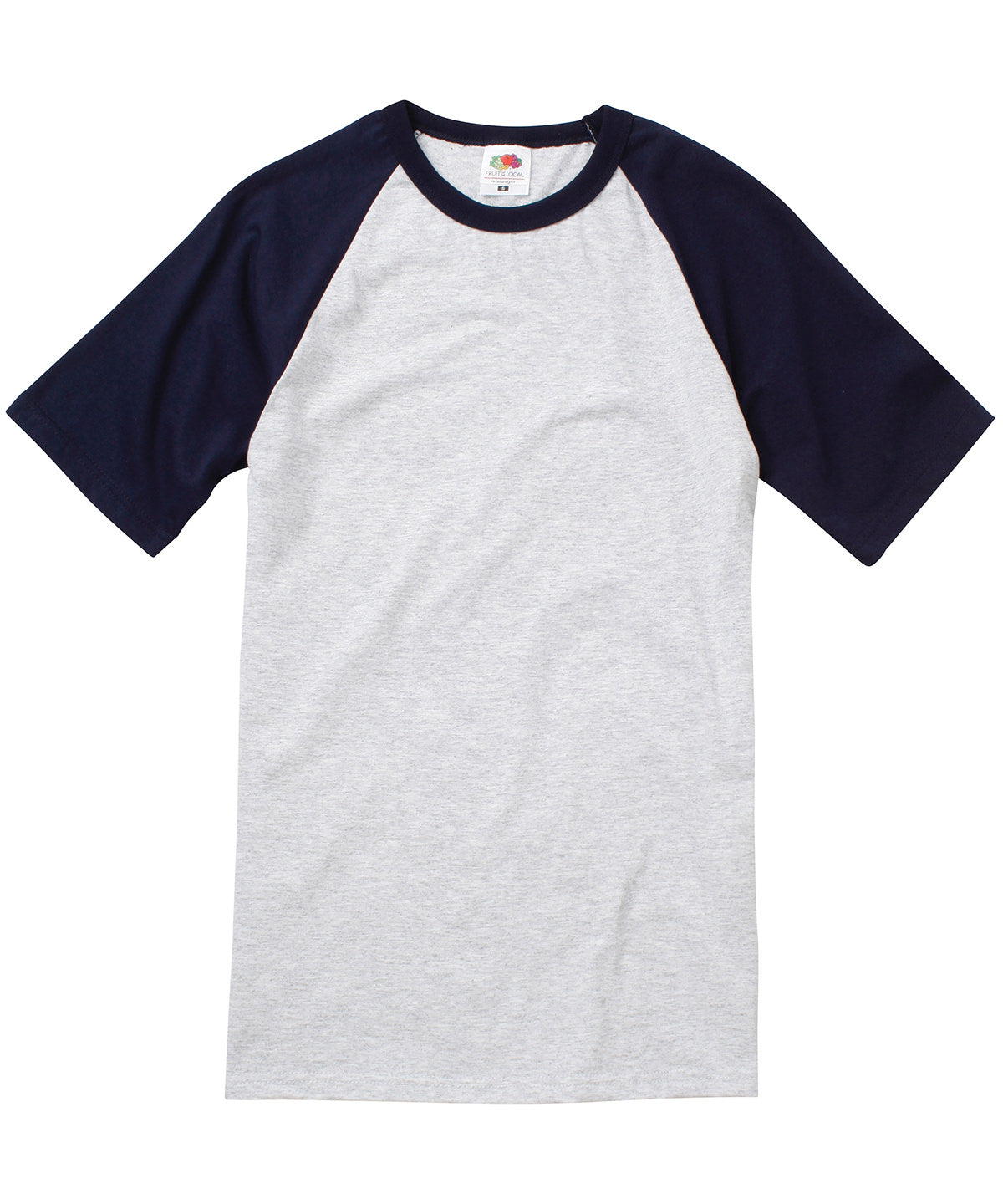 Fruit of the Loom Short sleeve baseball T Heather Grey/Deep Navy