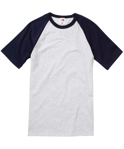 Fruit of the Loom Short sleeve baseball T Heather Grey/Deep Navy