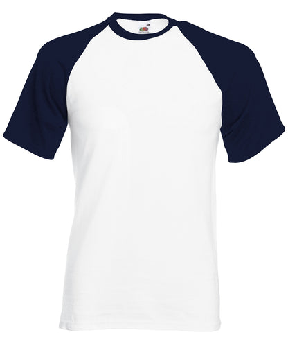 Fruit of the Loom Short sleeve baseball T White/Deep Navy*
