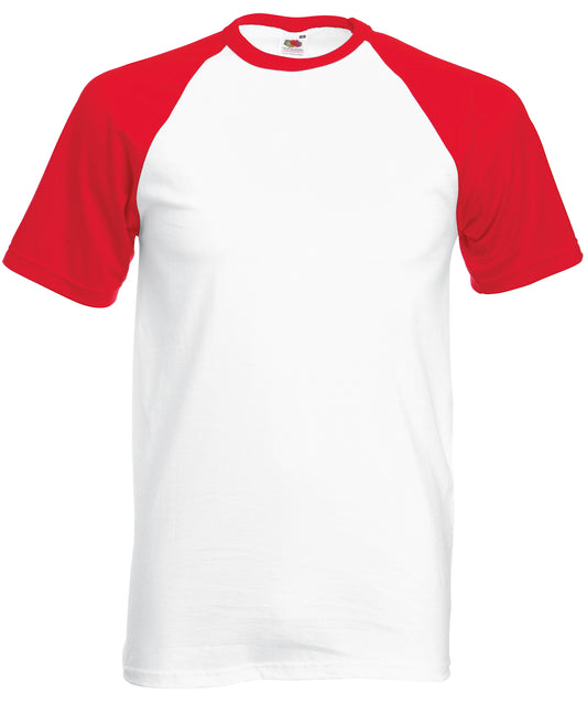 Fruit of the Loom Short sleeve baseball T White/Red*