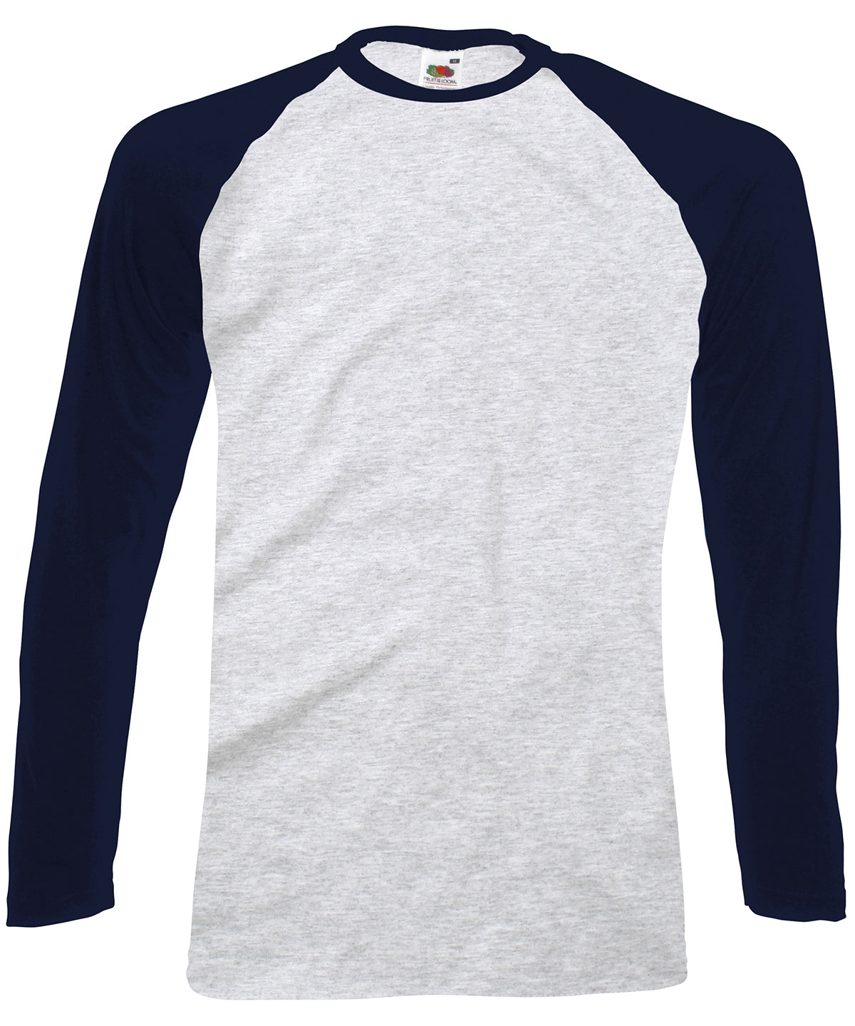 Fruit of the Loom Long sleeve baseball T Heather Grey/Deep Navy