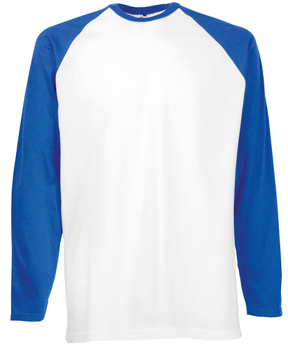 Fruit of the Loom Long sleeve baseball T White/Royal Blue*