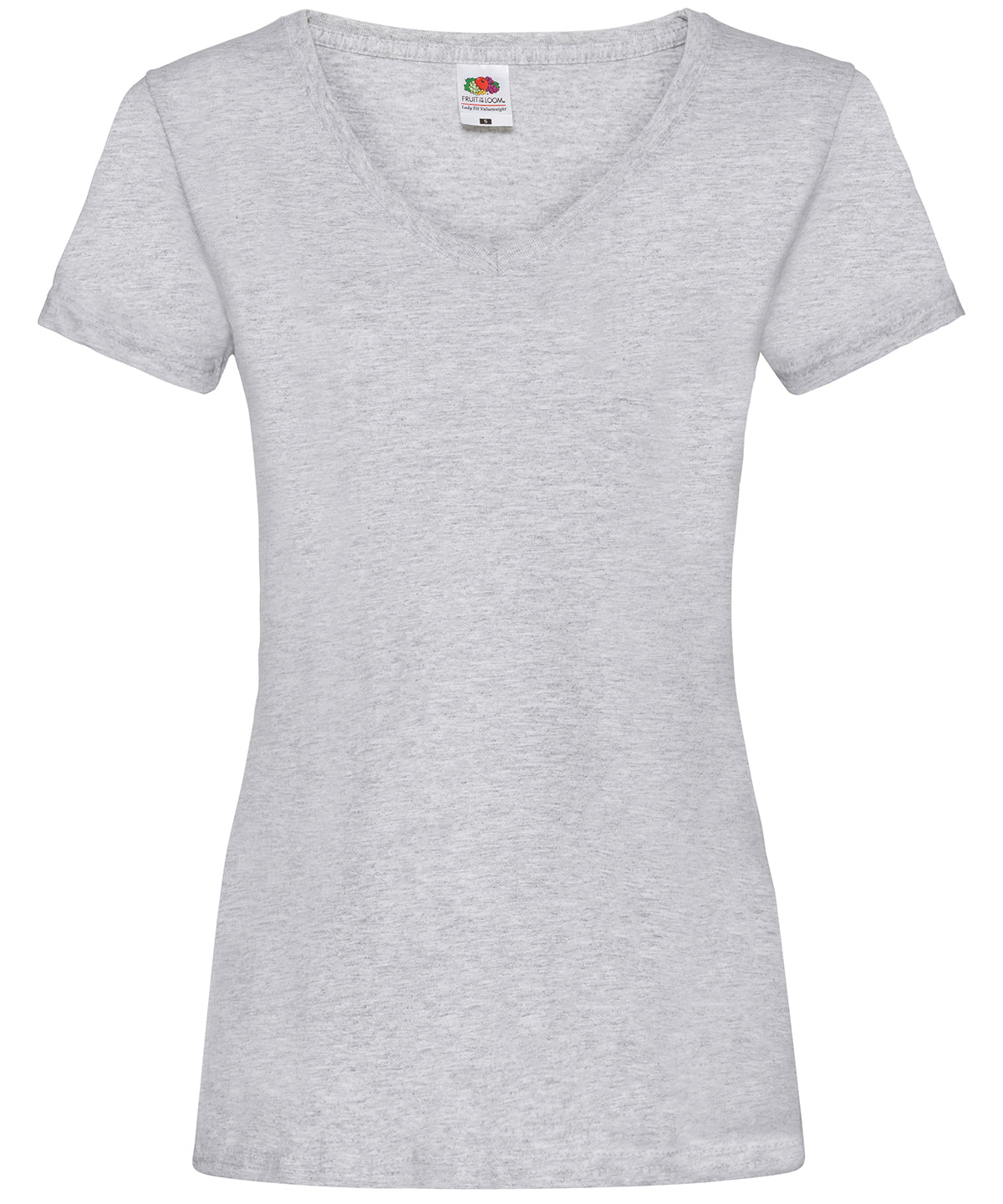 Fruit of the Loom Women's valueweight v-neck T Heather Grey