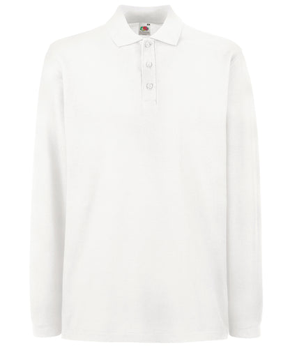 Fruit of the Loom Premium long sleeve polo White