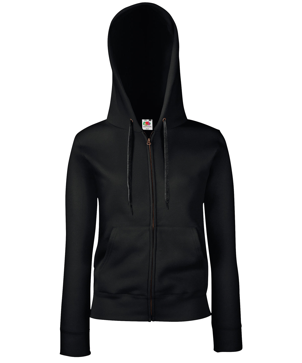 Fruit of the Loom Women's premium 70/30 hooded sweatshirt jacket Black