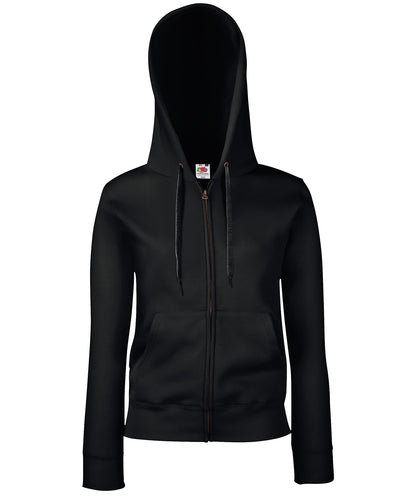 Fruit of the Loom Women's premium 70/30 hooded sweatshirt jacket Black