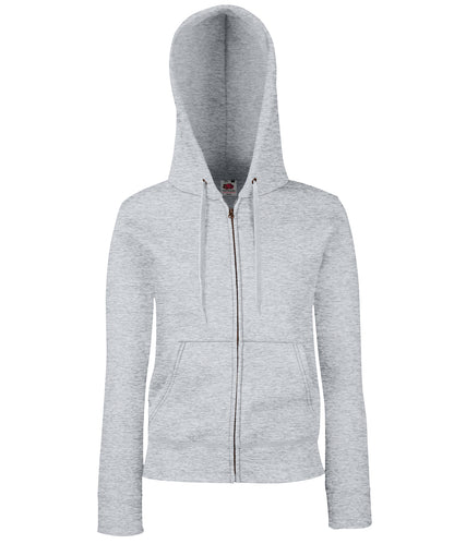 Fruit of the Loom Women's premium 70/30 hooded sweatshirt jacket Heather Grey