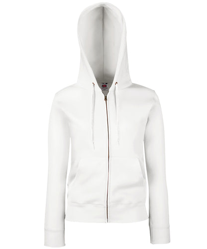 Fruit of the Loom Women's premium 70/30 hooded sweatshirt jacket White