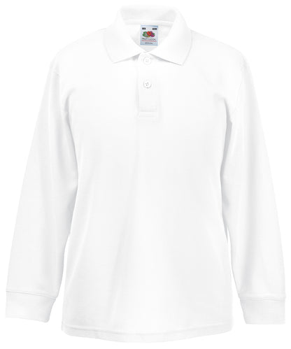 Fruit of the Loom Kids long sleeve 65/35 polo White
