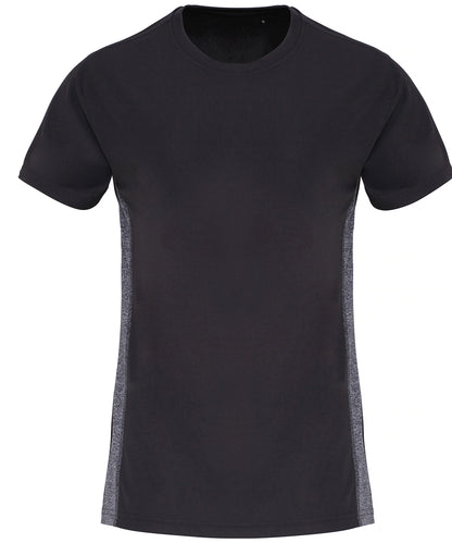TriDri Women's TriDri® contrast panel performance t-shirt Charcoal/Black Melange