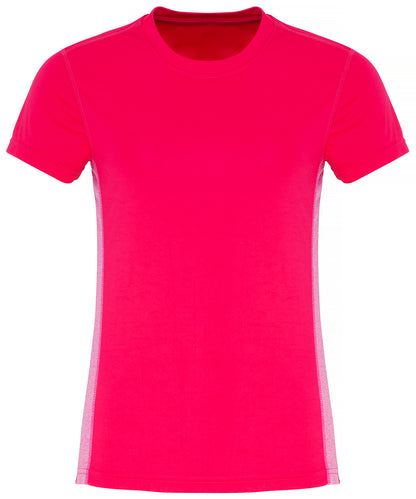 TriDri Women's TriDri® contrast panel performance t-shirt Hot Pink/Pink Melange