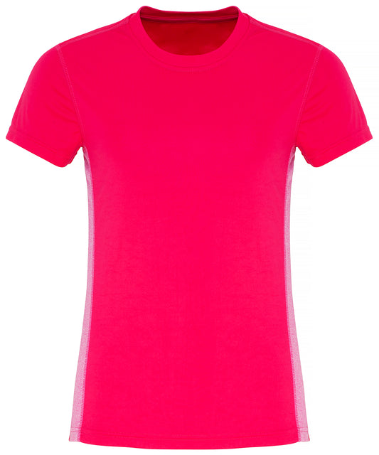 TriDri Women's TriDri® contrast panel performance t-shirt Hot Pink/Pink Melange