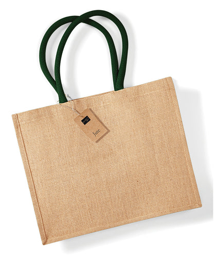 Westford Mill Jute classic shopper Natural/Forest Green