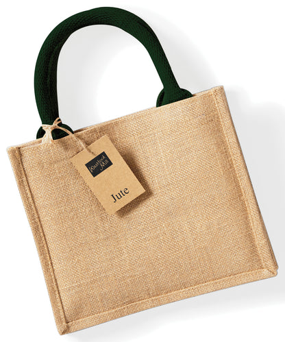 Westford Mill Jute mini gift bag Natural/Forest Green