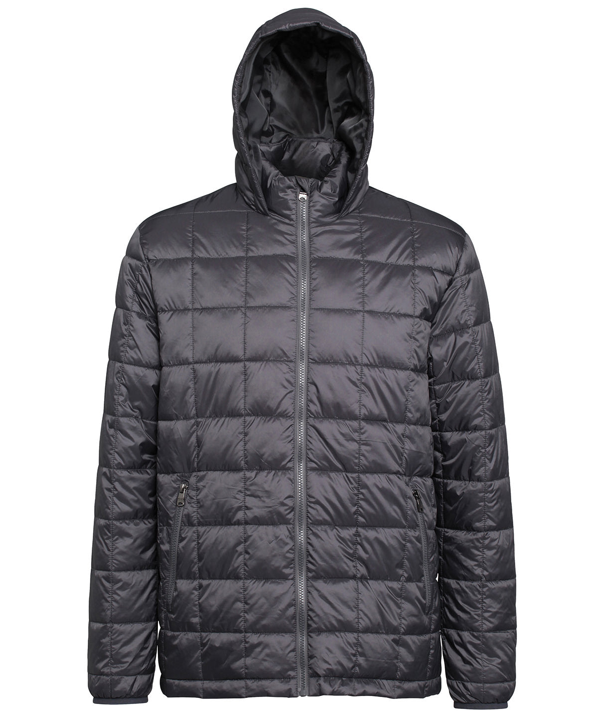 2786 Box quilt hooded jacket Steel