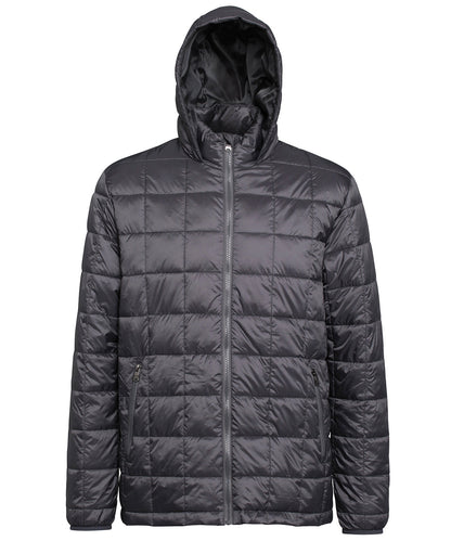 2786 Box quilt hooded jacket Steel
