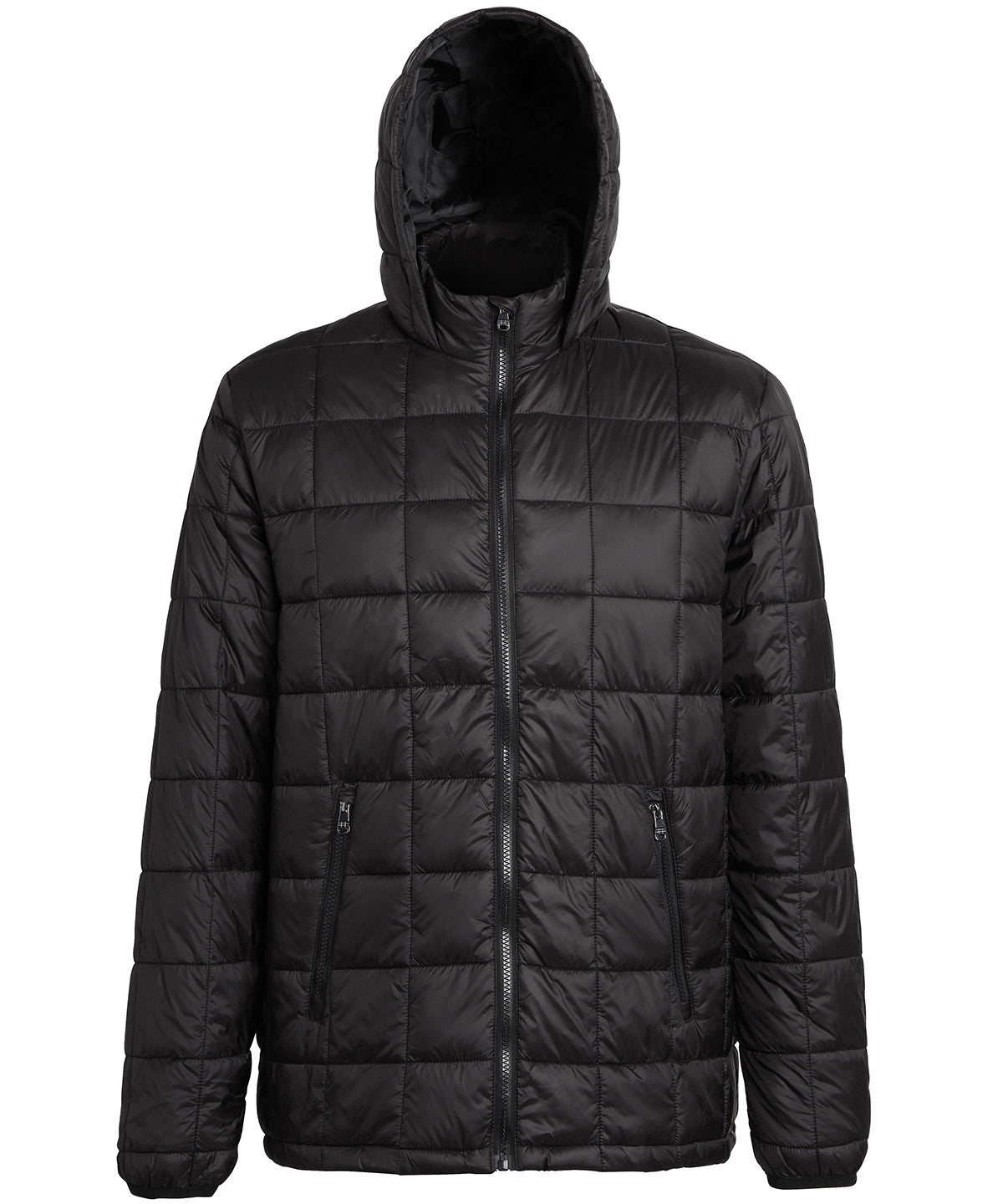 2786 Box quilt hooded jacket Black
