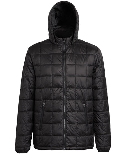2786 Box quilt hooded jacket Black