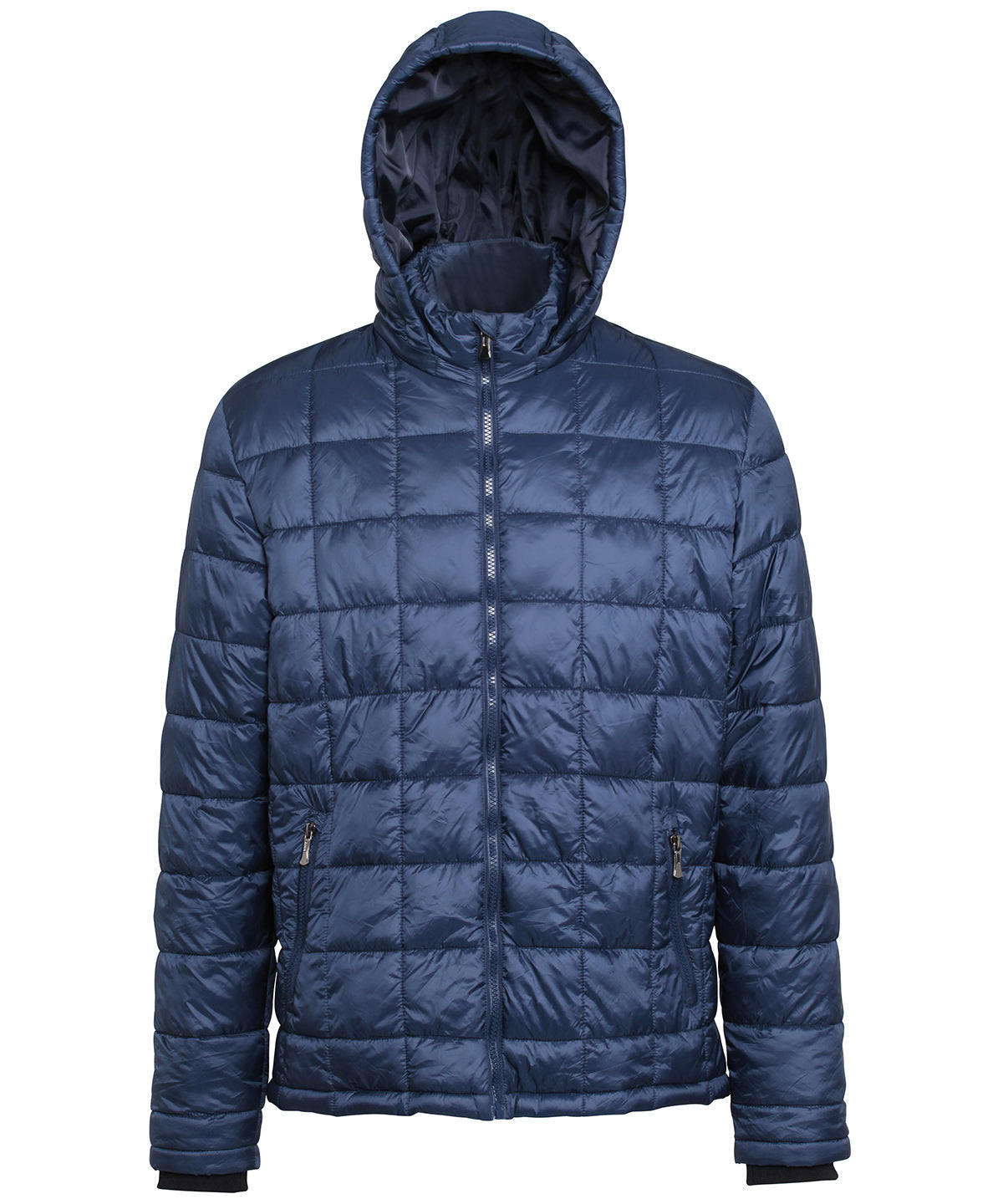 2786 Box quilt hooded jacket Navy