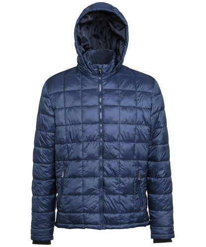 2786 Box quilt hooded jacket Navy