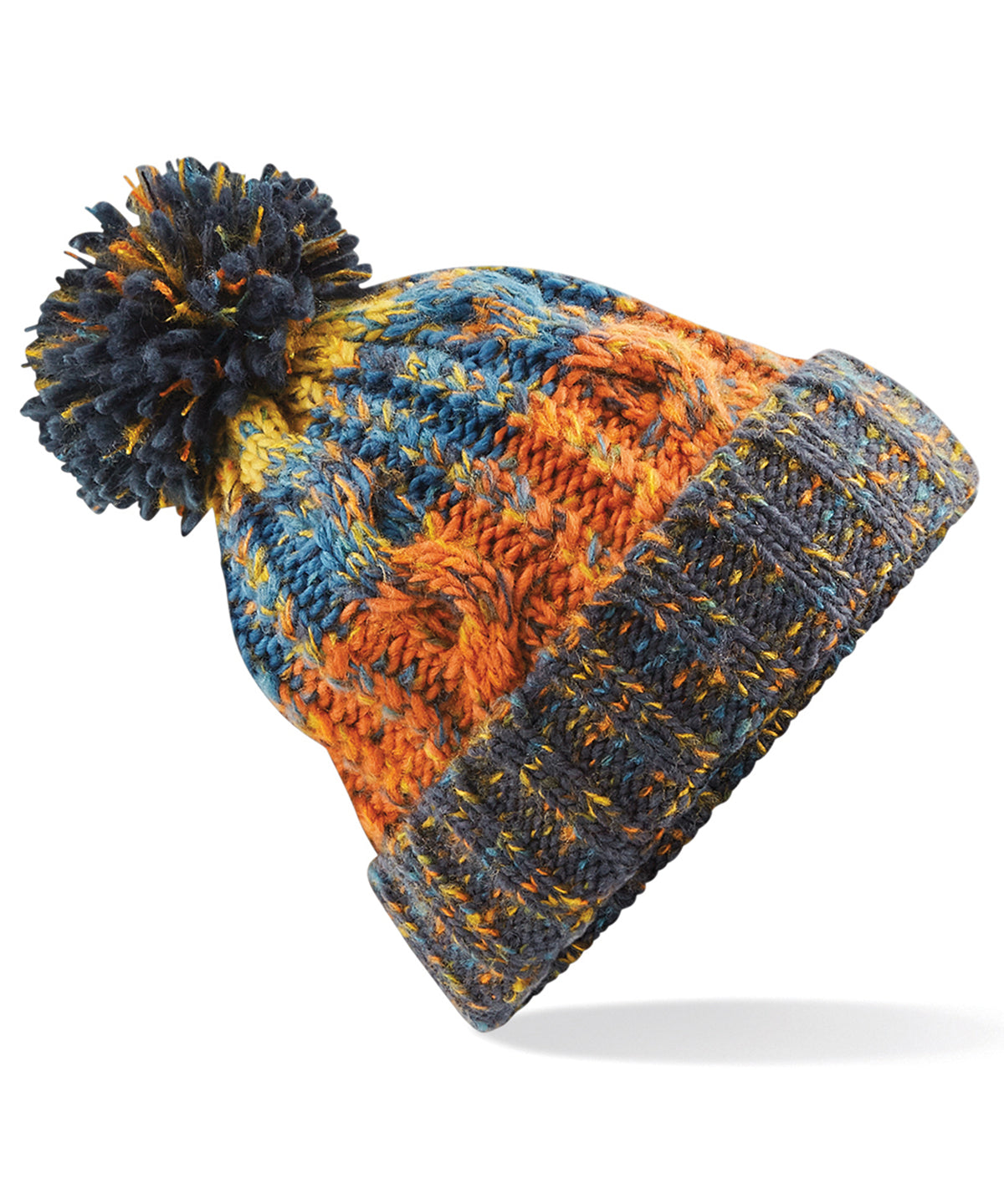 Beechfield Corkscrew pom pom beanie Retro Blue