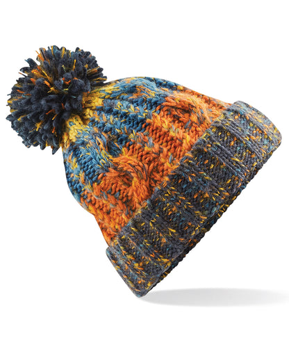 Beechfield Corkscrew pom pom beanie Retro Blue