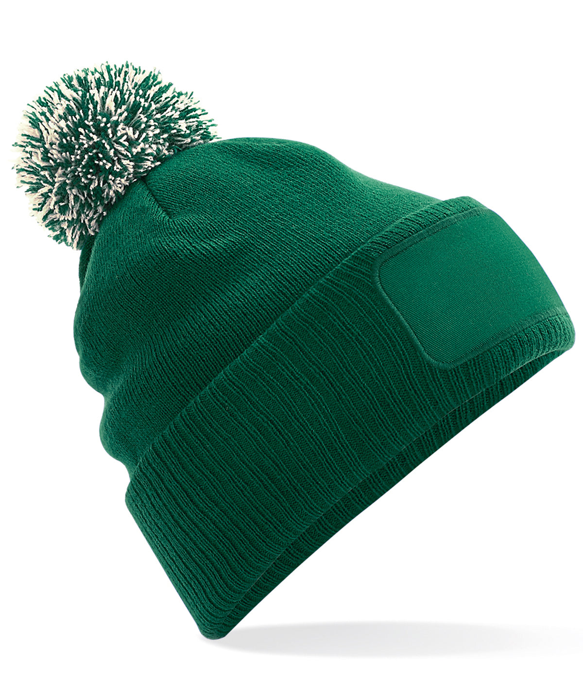 Beechfield Snowstar® patch beanie Bottle Green/Off White