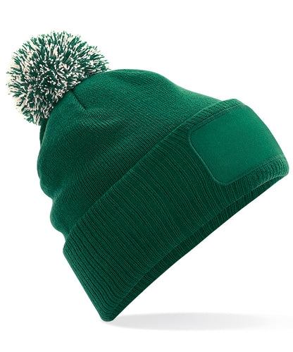 Beechfield Snowstar® patch beanie Bottle Green/Off White