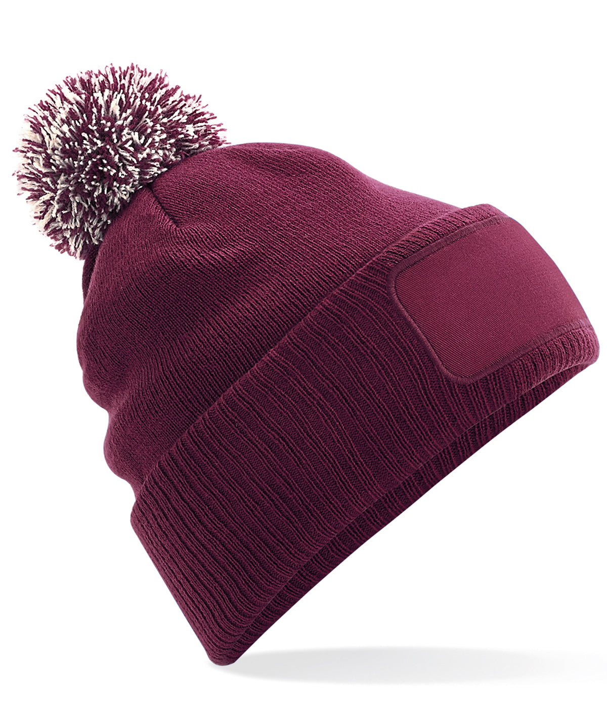 Beechfield Snowstar® patch beanie Burgundy/Off White