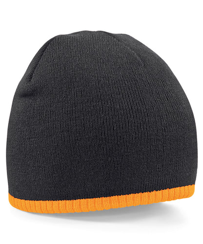 Beechfield Two-tone pull-on beanie Black/Fluorescent Orange